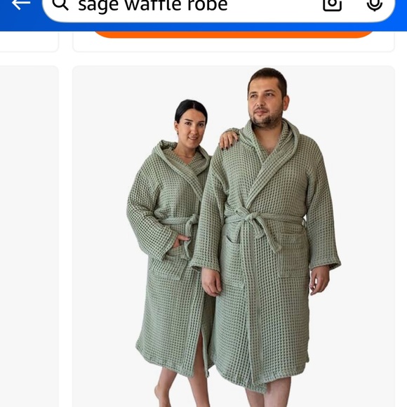 Green Waffle Knit Men's or women’s Robe - Picture 7 of 7